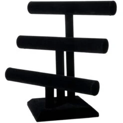 12" Triple Bar Black Velvet Jewelry Stand By Bead Landing™