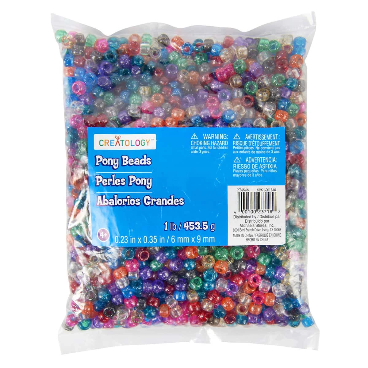 1lb. Multicolor Pony Beads By Creatology™, 6mm X 9mm 1 1lb. Multicolor Pony Beads By Creatology™, 6mm X 9mm