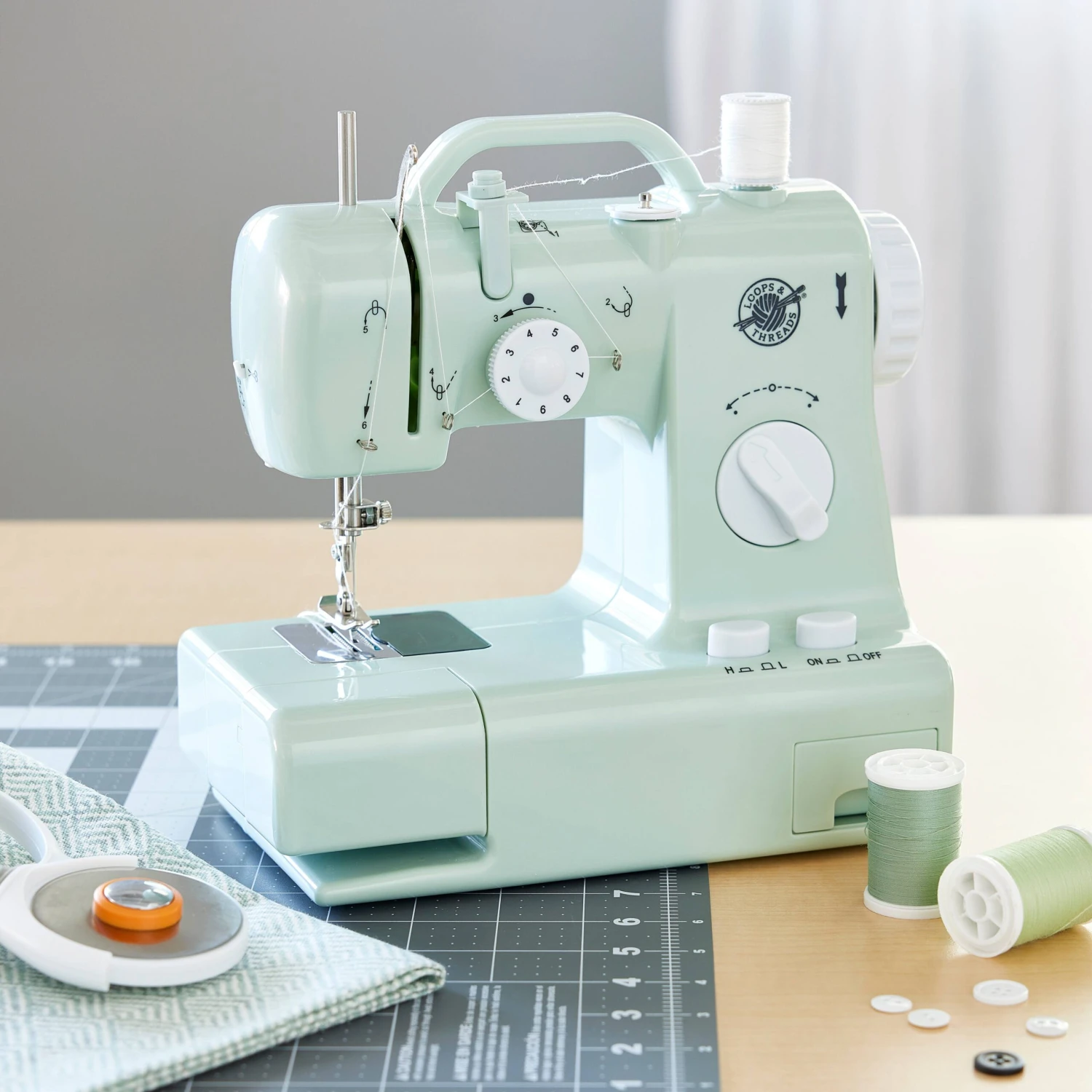 Mint Green Desktop Sewing Machine By Loops & Threads™ 2 Mint Green Desktop Sewing Machine By Loops & Threads™ - Image 2
