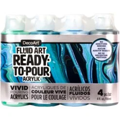 DecoArt® Fluid Art Ready To Pour Acrylic™ Silver Seas Paint Pack