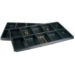 2 10 Slot Black Watch Jewelry Trays Travel Display New