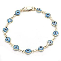 RM 18K WOMENS GOLD High Polish Finsh EVIL EYE BRACELET PROTECTION GOOD LUCK BABY BRACLET WOMEN BRACLET AND ANKLET -Handmade Supplies Store 187968936969312