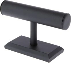 Plymor Black Faux Leather T-Bar Bracelet Display Stand, 7.5" W X 5" H