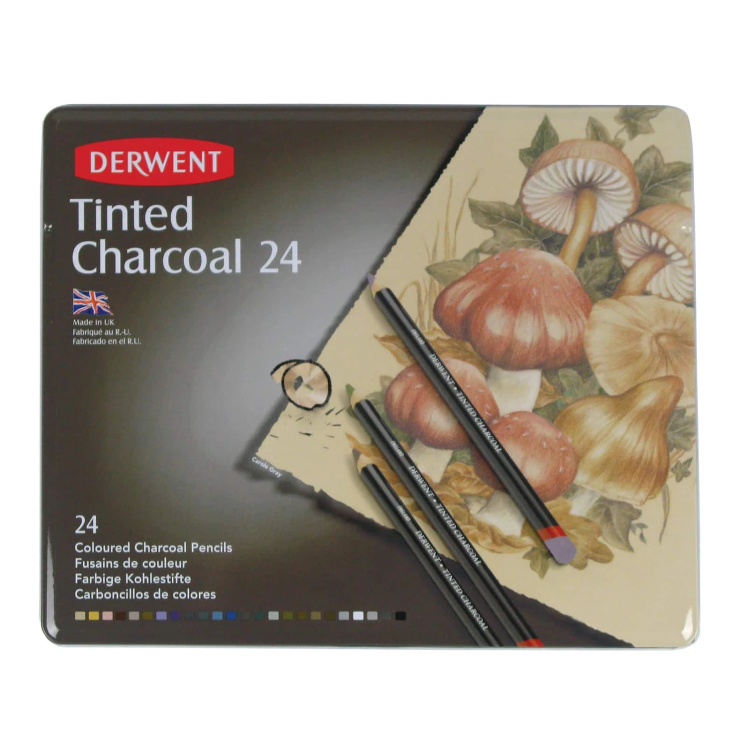 Derwent® Tinted Charcoal Pencil 24 Color Tin Set 2 Derwent® Tinted Charcoal Pencil 24 Color Tin Set - Image 2