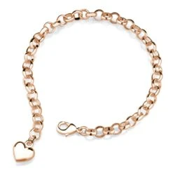 Beverly Hills Silver Rose Gold Heart Charm Bracelet