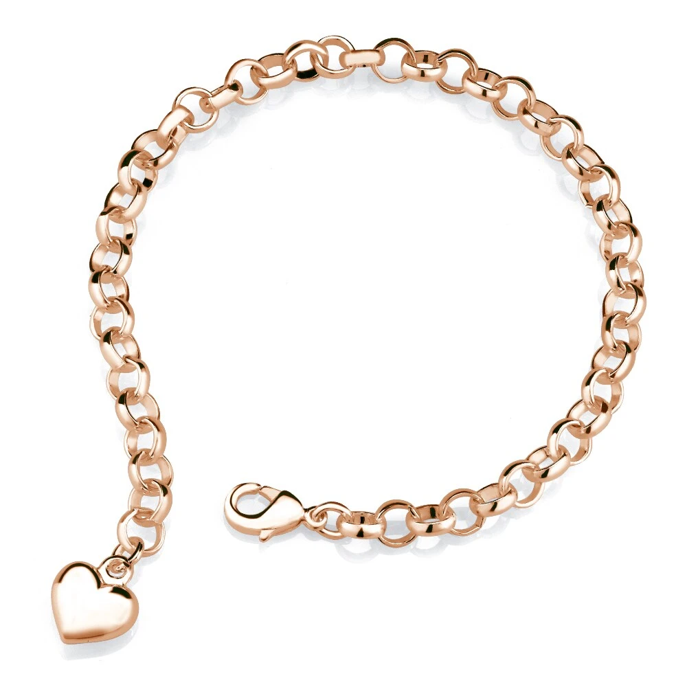 Beverly Hills Silver Rose Gold Heart Charm Bracelet 1 Beverly Hills Silver Rose Gold Heart Charm Bracelet
