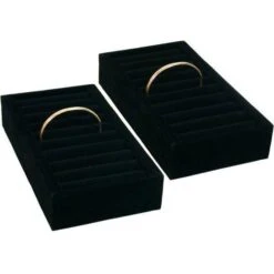 2 Black Cuff Bangle Bracelet Watch Insert Display Trays