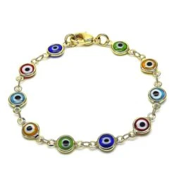 RM 18K WOMENS GOLD High Polish Finsh EVIL EYE BRACELET PROTECTION GOOD LUCK BABY BRACLET WOMEN BRACLET AND ANKLET -Handmade Supplies Store 400089855525984