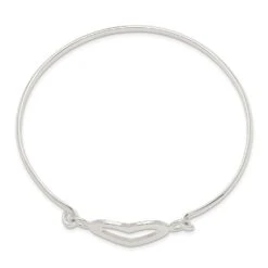 Sterling Silver Heart Bangle Bracelet -Handmade Supplies Store 453924839182432