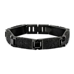 Gem And Harmony Mens Black Plated Stainless Steel Bracelet (8.50 Inches)