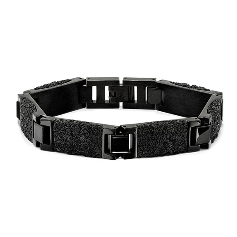 Gem And Harmony Mens Black Plated Stainless Steel Bracelet (8.50 Inches) 1 Gem And Harmony Mens Black Plated Stainless Steel Bracelet (8.50 Inches)
