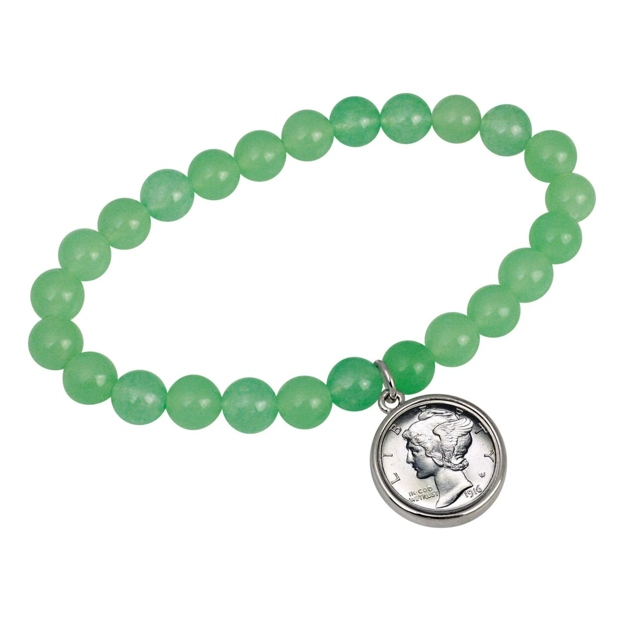American Coin Treasures Silver Mercury Dime Aventurine Coin Stretch Bracelet 1 American Coin Treasures Silver Mercury Dime Aventurine Coin Stretch Bracelet