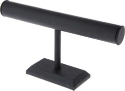 Plymor Black Faux Leather T-Bar Bracelet Display Stand, 12" W X 6.75" H