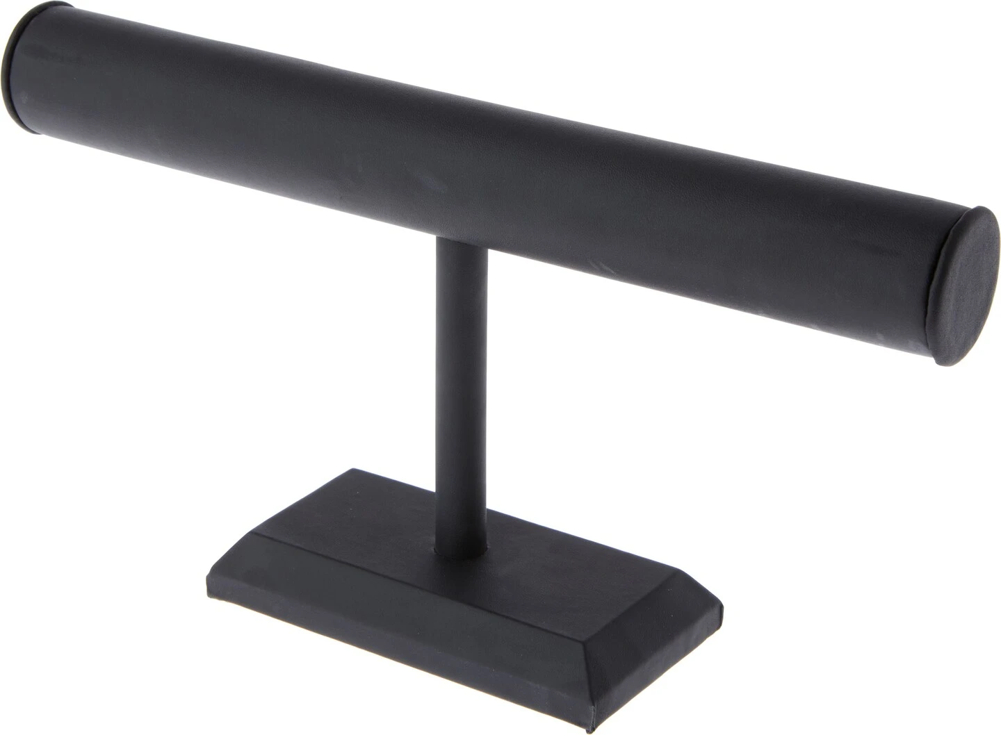Plymor Black Faux Leather T-Bar Bracelet Display Stand, 12" W X 6.75" H 1 Plymor Black Faux Leather T-Bar Bracelet Display Stand, 12" W X 6.75" H