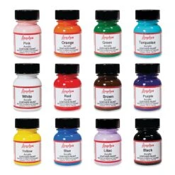 Angelus Acrylic Leather Paint Set - Best Sellers, Assorted Colors, Set Of 12