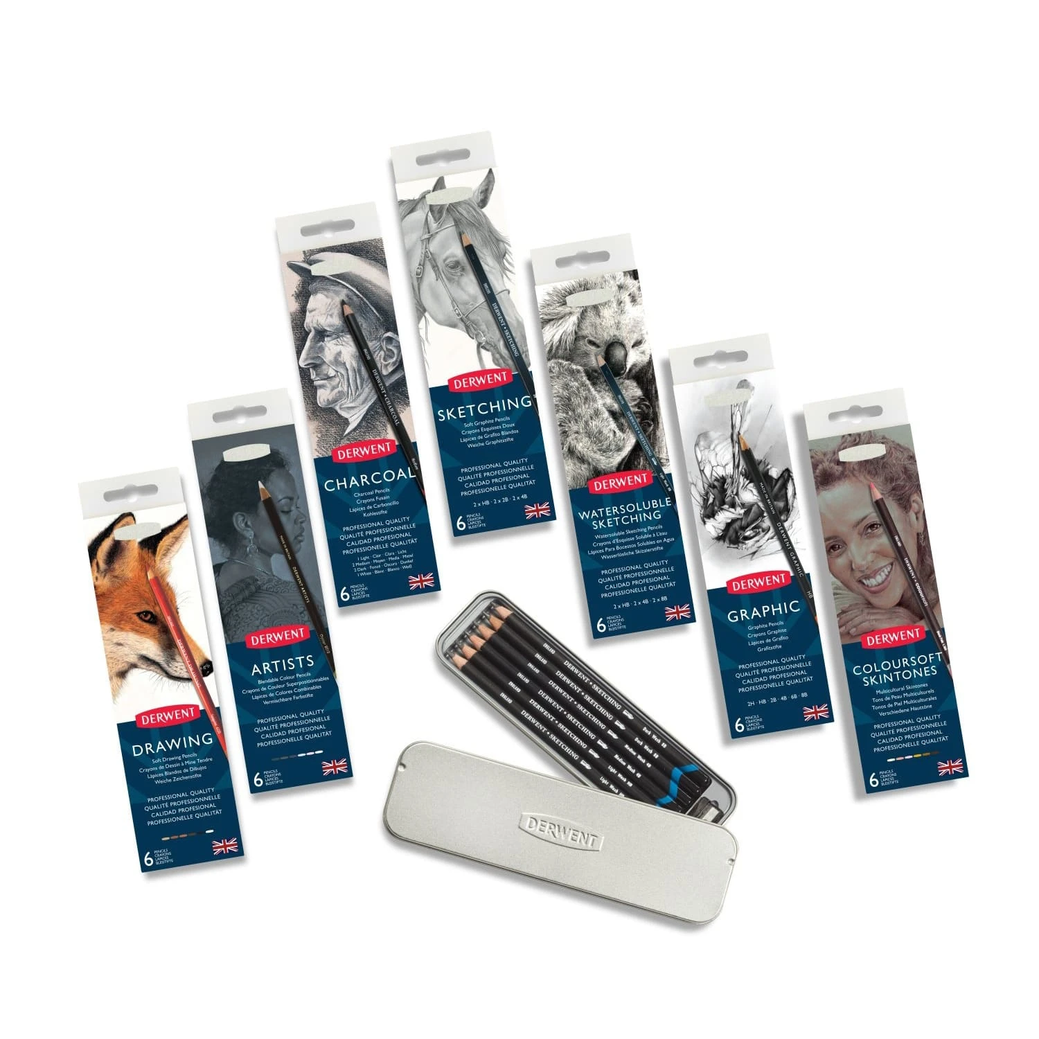 Derwent® Charcoal 6 Pencil Tin Set 5 Derwent® Charcoal 6 Pencil Tin Set - Image 5