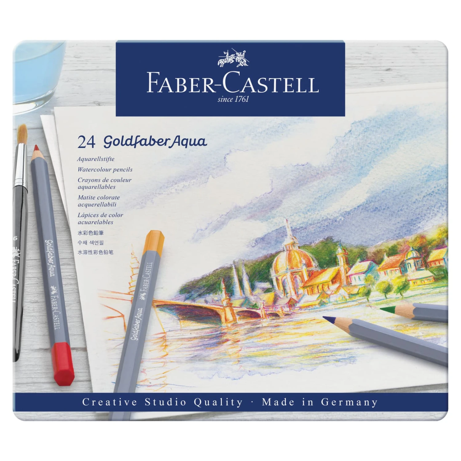 Faber-Castell® Goldfaber Aqua 24 Color Watercolor Pencil Tin Set 1 Faber-Castell® Goldfaber Aqua 24 Color Watercolor Pencil Tin Set