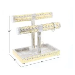 12" Gold & White Mango Wood Jewelry Stand -Handmade Supplies Store D365564S 8